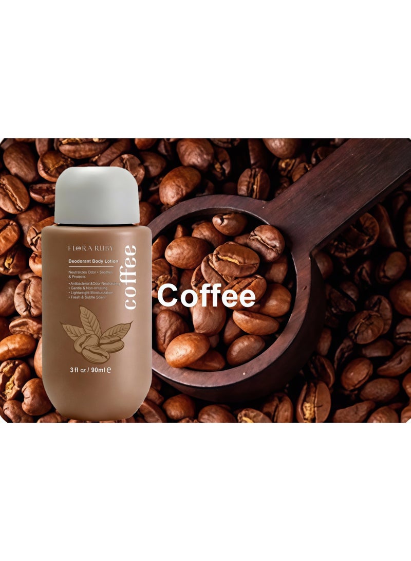 Flora Ruby لوشن الجسم المرطب برائحة القهوة من فلورا روبي: 90 مل. يتميز برائحة قهوة غنية، وترطيب يدوم طويلاً لمنع الجفاف والتشقق، ويغذي اليدين والبشرة، وينعشها. - Image 2